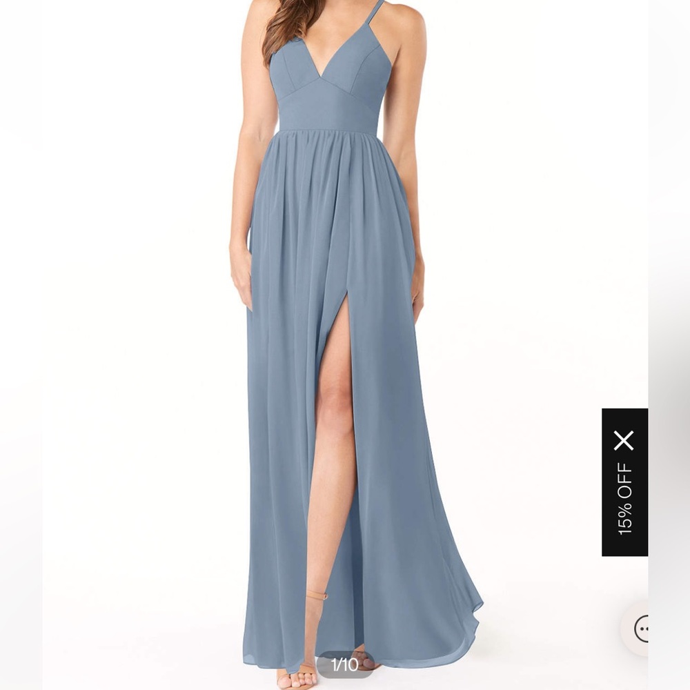 Azazie Aaida Dusty Blue Bridesmaid Dress